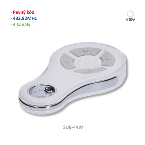 NÁHRADA 9 SUB-44N 4-kanálový vysílač, pevný kód, voděodolný, bílý